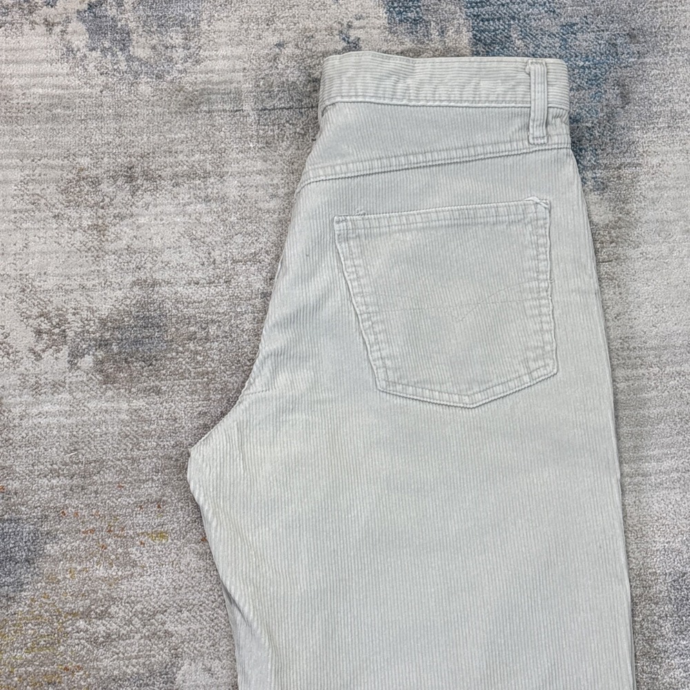 Y2K Anchor Blue Corduroy Pants Womens 9/10 Cream Straight Leg Vintage Cotton